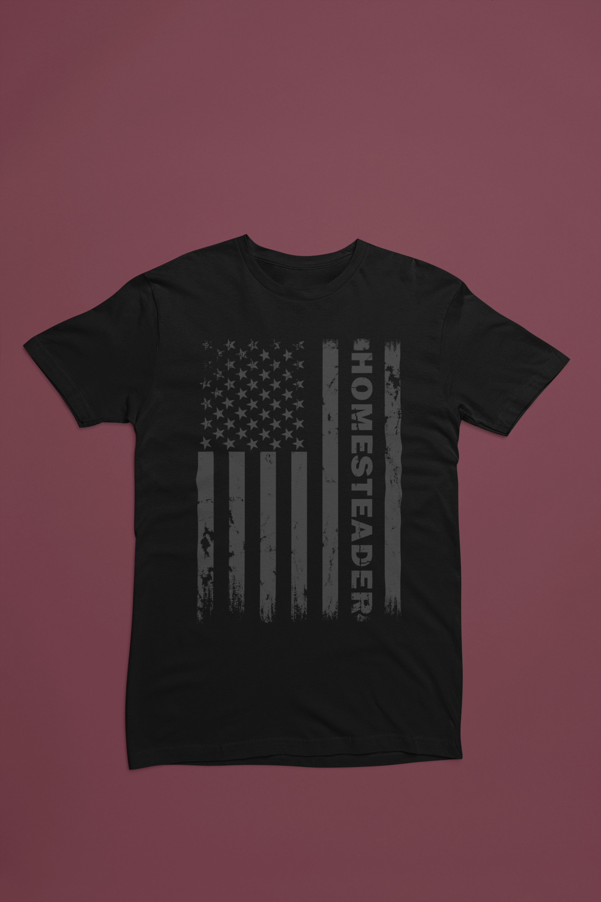 Homesteader Flag Tee – Distressed Vertical Americana Shirt