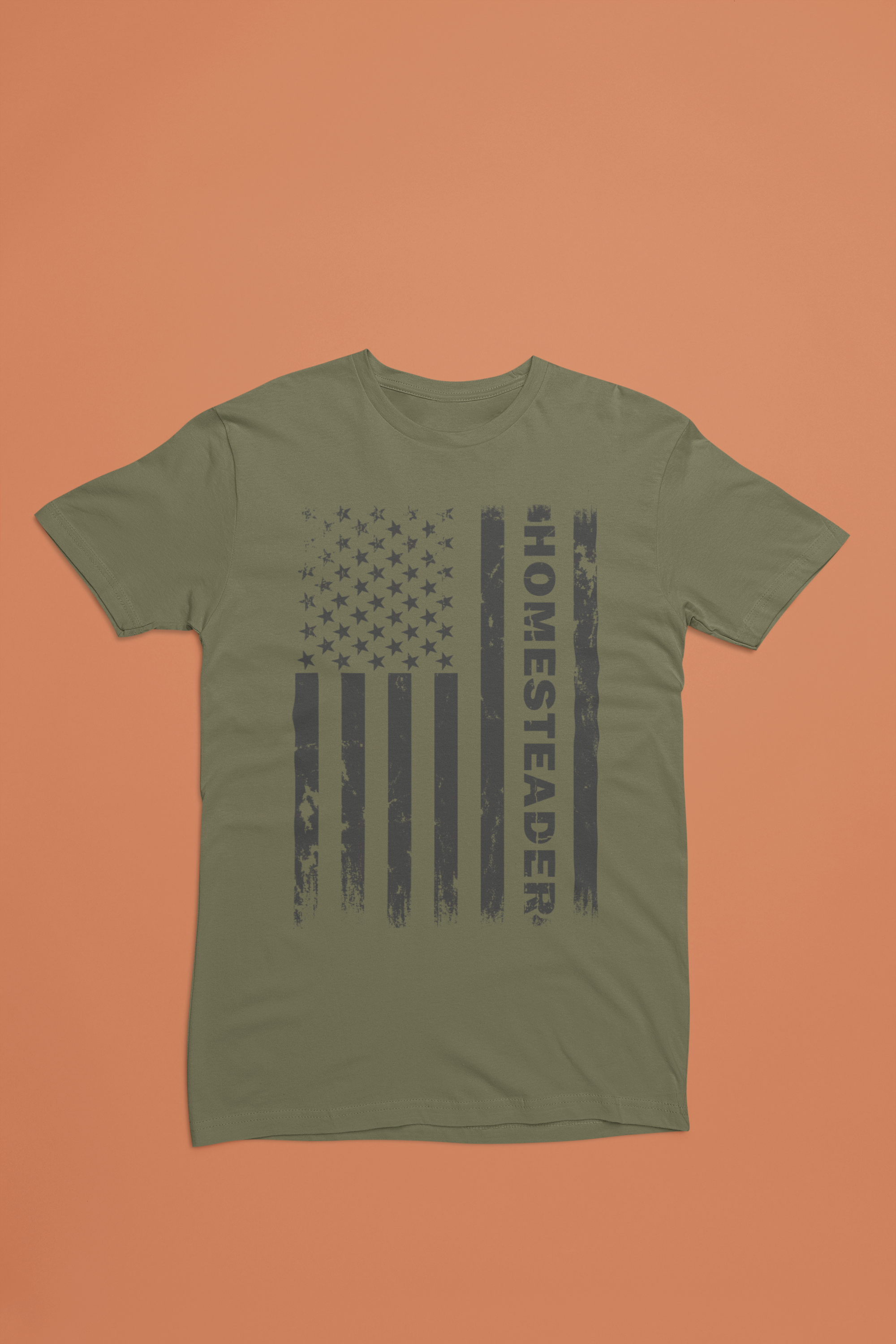 Homesteader Flag Tee – Distressed Vertical Americana Shirt
