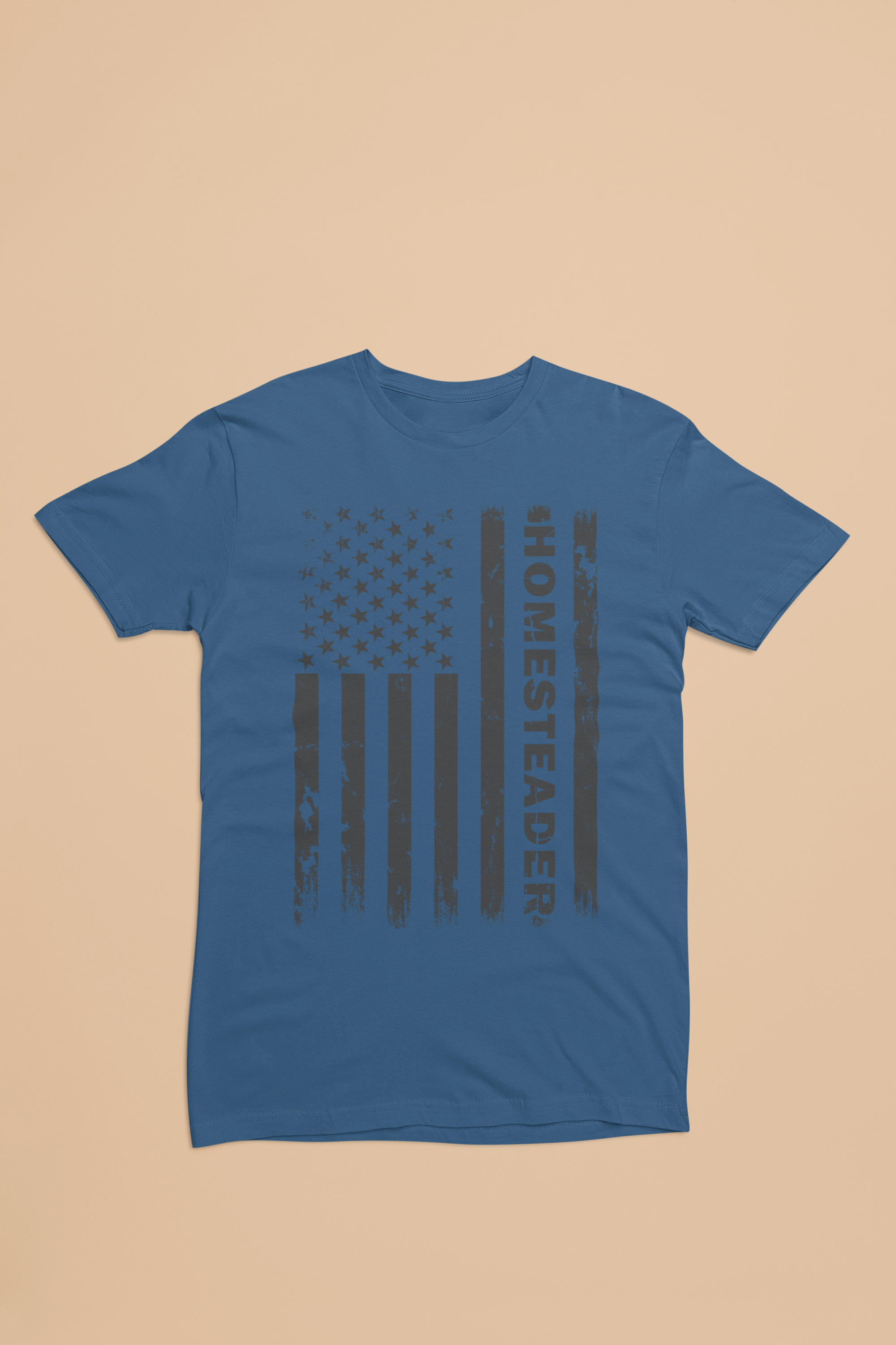Homesteader Flag Tee – Distressed Vertical Americana Shirt