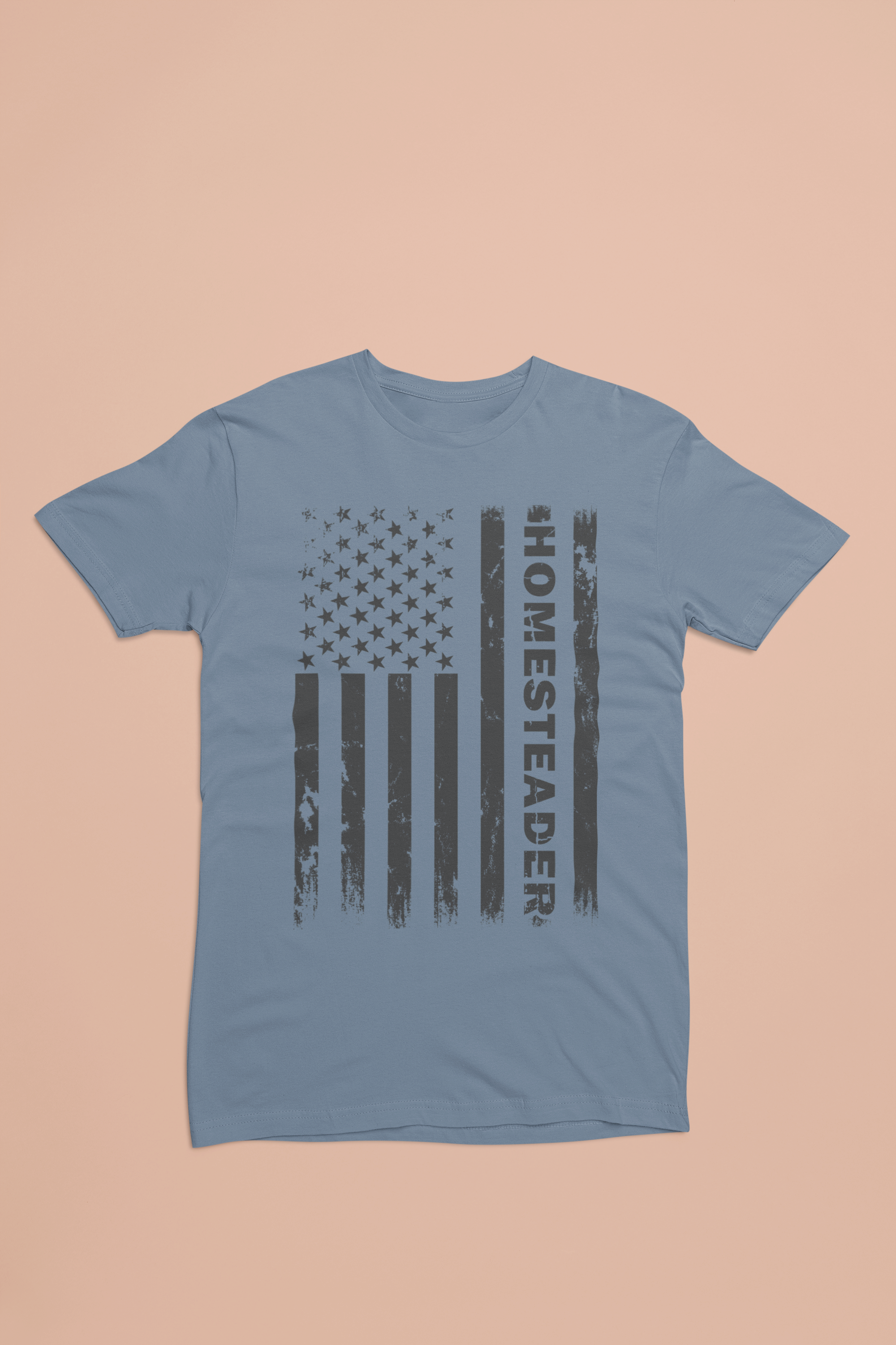 Homesteader Flag Tee – Distressed Vertical Americana Shirt